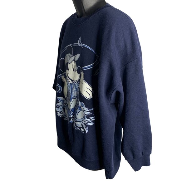 Vintage Mickey Mouse Crewneck Sweatshirt XL Blue Pullover Disney Jerry Leigh - Picture 3 of 6